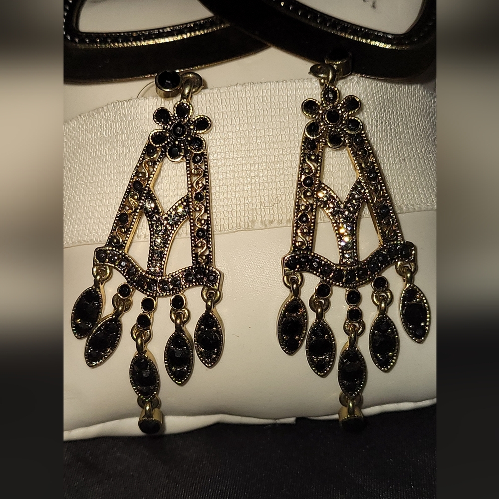 Gold and Black Dangle earrings 2 for $30
